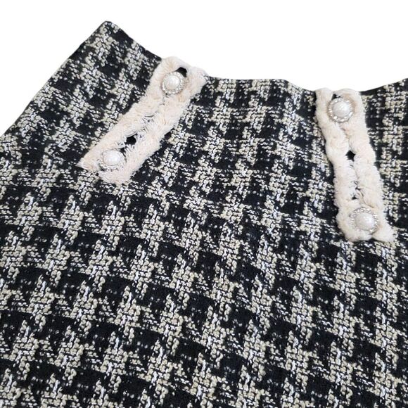 Patachou Black Houndstooth Tweed Mini Skirt Girls 10 - Picture 3 of 5